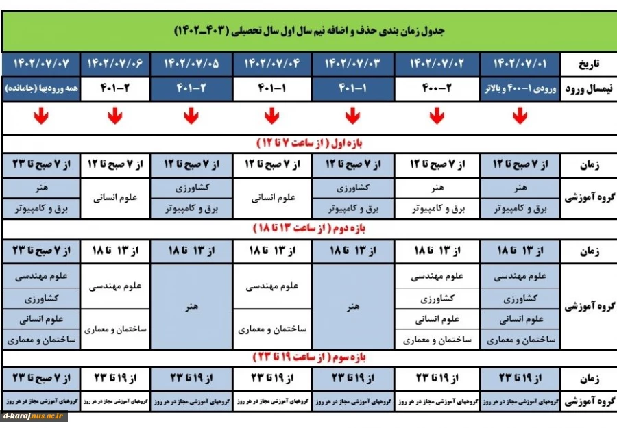 اطلاعیه حذف واضافه  2