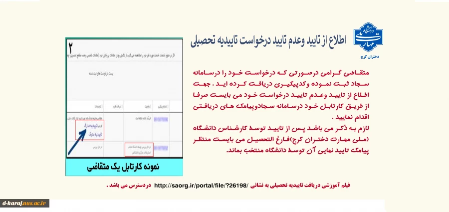 اطلاع یا عدم اطلاع از تایید